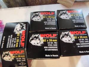 lot 846 image: WOLF 7.62X39 122GR STEEL CASE  20BOX  QTY 5