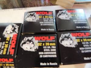lot 853 image: WOLF 7.62X39 122GR STEEL CASE  20BOX  QTY 5