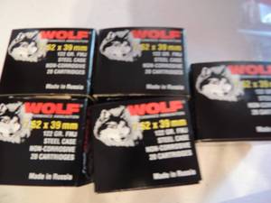 lot 860 image: WOLF 7.62X39 122GR STEEL CASE  20BOX  QTY 5