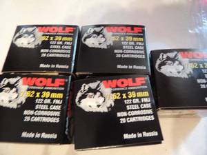lot 861 image: WOLF 7.62X39 122GR STEEL CASE  20BOX  QTY 5
