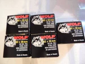 lot 864 image: WOLF 7.62X39 122GR STEEL CASE  20BOX  QTY 5