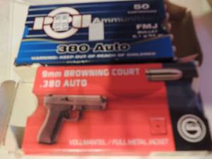 lot 1025 image: PPU 380 AUTO BOX OF 50 & 9MM BROWNING CT  380AUTO - QTY OF 38
