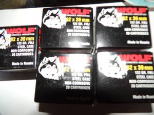 lot 604 image: WOLF 7.62X39 122GR STEEL CASE  20BOX  QTY 5