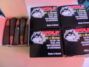 lot 606 image: WOLF 7.62X39 122GR STEEL CASE  20BOX  QTY 5
