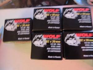 lot 619 image: WOLF 7.62X39 122GR STEEL CASE  20BOX  QTY 5