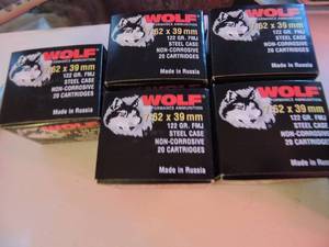 lot 628 image: WOLF 7.62X39 122GR STEEL CASE  20BOX  QTY 5