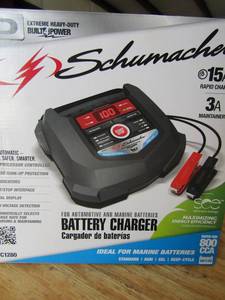 lot 28 image: Schumacher Auto battery charger 15A rapid charge in original box