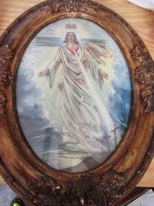 lot 36 image: OVAL FRAMED PRINT OF JESUS 24x18