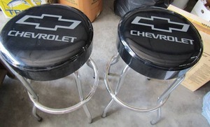 lot 38 image: 29 Chevrolet black workshop stool x 2 Like new