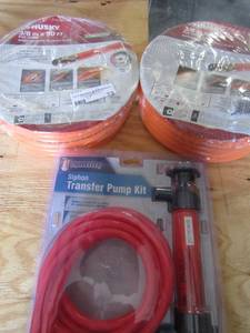 lot 73 image: 2 Husky 38 x50 PVC hose Siphon transfer pump kit