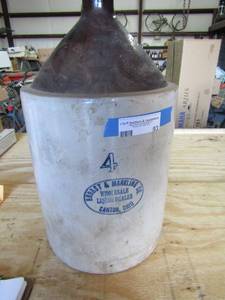 lot 93 image: Brobst & Markling Co. WHOLESALE LIQUOR DEALER   #4  Jug 18 Tall  CANTON, OHIO