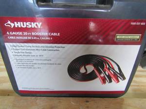 lot 103 image: Set of Husky 4 gauge 20 foot jumper cables NEW