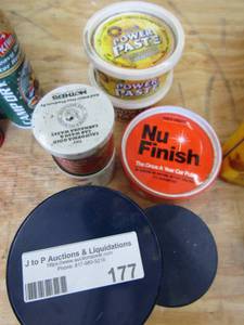 lot 177 image: 2 tubs of power paste 3 open tubes of never bull NW finished