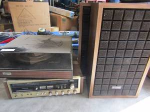 lot 242 image: BSR turntable, Century Pioneer stereo with 2 Centrex speakers