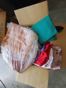 lot 284 image: Box of assorted fabric and cloth