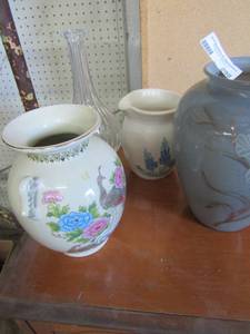 lot 298 image: 1 crystal vase and 3 other vases