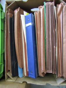 lot 322 image: 3 tubs of empty binders, files, etc.