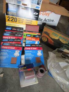 lot 353 image: Sandpaper, clamp and sand paper cloth tape and more