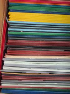 lot 356 image: 2 boxes of files, folders, paper and binders