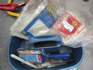 lot 406 image: Paint brushes, tac cloths, fiberglass cloth