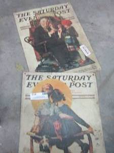 lot 413 image: metal sign Saturday evening post x 2  12x16