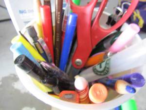 lot 455 image: Pens, pencils, markers, magnifier glass