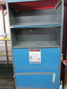 lot 503 image: 83x36x17 blue 5 pull down door parts storage for shop