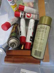 lot 633 image: Tub of lighter fluid butane filler, CIGAR CASE, FARRAH FAWCWTT  HAIR SPRAY