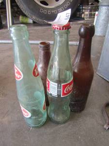 lot 647 image: Vintage Dr. Pepper and Coke bottles