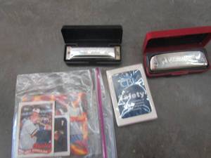 lot 657 image: Joe Orsulk Baseball cards, safety plain cards HOH any golden melody harmonica spectrum harmonica