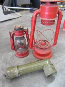lot 694 image: WFS small & big lantern GT price product vintage flashlight