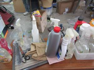lot 710 image: Opened 7th generation cleaning supplies, draino, armor trash bags