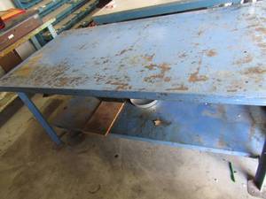 lot 954 image: 2 tier workshop table 33x72x36