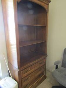 lot 1044 image: OFFICE BOOK SHELF - 2 PIECE - TOP HAS 2 TIER SHELVES (52 X 36 X 19) & BOTTOM HAS 3 DRAWERS  29 X 36 X 18  by Burlington Home- MATCHES  #19