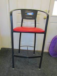 lot 21 image: 2 black and red high back bar stools NEW 41x21x19