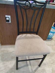 lot 189 image: 4 Dining Chairs black metal & tan seating