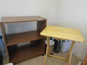 lot 192 image: 1 TV tray and one 2 tier microwave table 29x15x12