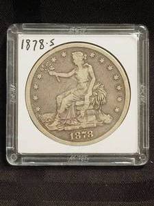 lot 1 image: 1878-S Seated Liberty Silver trade dollar in capsule case