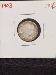 lot 50 image: 1903 Barber silver dime