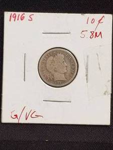 lot 52 image: 1916-S Barber Dime
