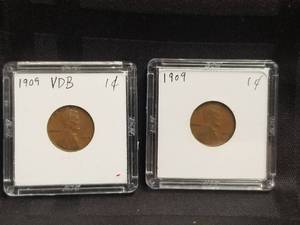 lot 54 image: 1909 VDB Pennies - lot of 2 in capsule cases