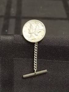 lot 58 image: 1937 Mercury Dime tie pushback