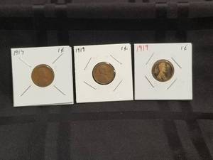 lot 59 image: 1917 and 1919(2) wheat pennies