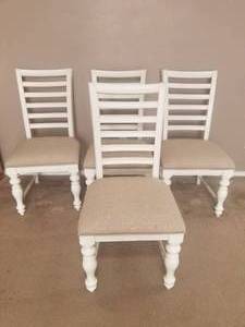 lot 25 image: Set of 4 wood dining table chairs - can go with lot 10