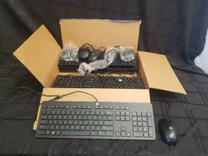 lot 91 image: Selection of 4 HP keyboards and mouse sets