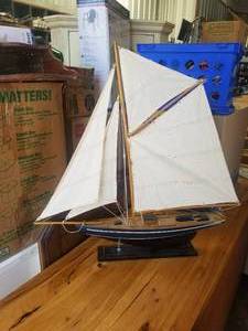 lot 131 image: Large wood sailboat