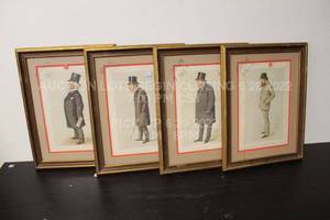 lot 12 image: Lot of 4 Vanity Fair Prints Framed and Matted of Vintage Men in Suits Vincent Brooks 16 x 21