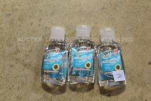 lot 74 image: Lot of 3 Portable Hand Santizers for Purses, Desks, Backpacks, Car, and Travel Germ-X