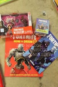 lot 88 image: Fortnite Lot Pack with How to Draw 2 Booklet, Battle Royale Collection Action Figures, Loot Pack with 12 Items, and Fortnite Notebook for Video Game Log