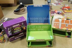 lot 92 image: Lot of Various Fortnite Battle Royale Video Game Retail Displays, No Physical Product, Displays Only with Some Foldable Loot Chests